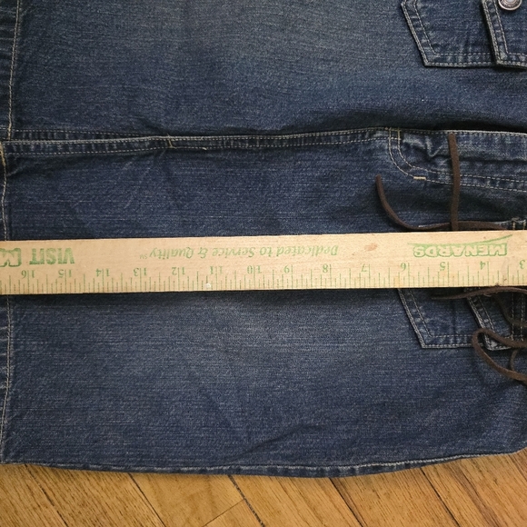 Vintage Old Navy Y2K Denim Skirt size 2 Blue Jean Belted Above Knee Pockets Slit - Picture 10 of 10